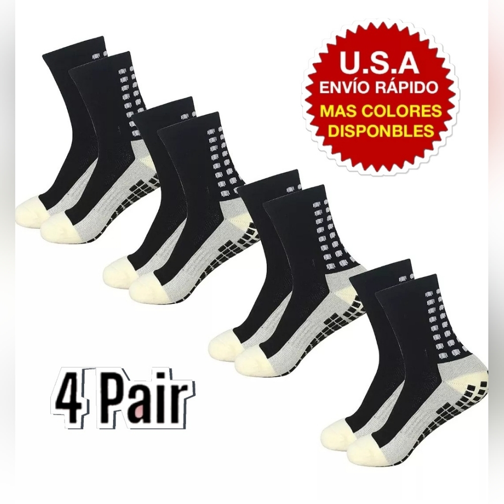 Men's Soccer Socks Non-Slip Grip Pads for Football Basketball Sports 4 Pairs
